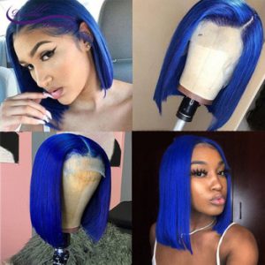 13x6 Lace Front Human Hair Wigs Short Bob Wigs 150% Brazilian Human Hair Wig Blue Red Lace Frontal Wigs For Black Women