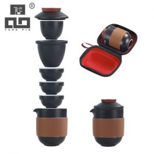 TANGPIN black crockery ceramic teapot gaiwan tea cups a tea set portable travel tea set drinkware