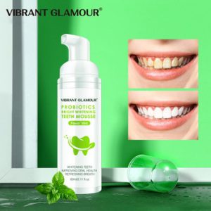 VIBRANT GLAMOUR Tooth Whitening Mousse Mint Toothpaste Remove Plaque Stains Oral Odor Bright Teeth Fresh Breath Oral Care Tool