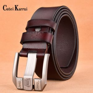 Catei Karrui men belt fashion retro Cowhide belts for men alloy black pin buckle men's jeans wild business belt free shipping