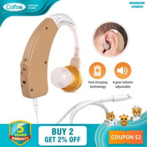 Cofoe Rechargeable Hearing Aid for The Elderly  Hearing Loss Sound Amplifier Ear Care Tools  Adjustable audifonos