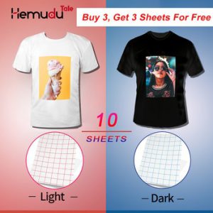 A4  10 sheets T-Shirt Transfer Photo Paper Inkjet for Dark or Light Color Fabric Cotton Garment