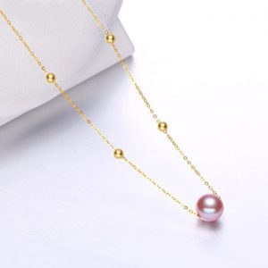 NYMPH Real 18K Gold Freshwater Pearl Pendant Necklace 8-8.5mm Round Pearl Pure AU750 Chain For Women Fine Jewelry 2020 D355