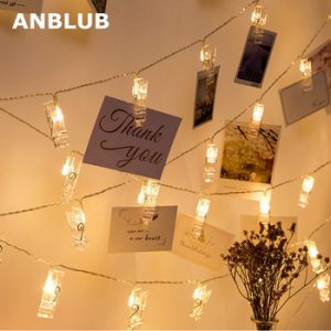 ANBLUB 1.5M 2M 3M Photo Clip Holder LED String lights For Christmas New Year Party Wedding Home Decoration Fairy lights Battery