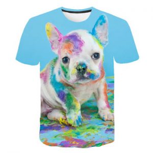 Baby Boys Girls Summer Animal T-shirt Kid Colorful Dog Tops Tees T Shirt Lovely Tshirt 3d Printing Tie-dye Children Clothing 14T