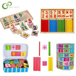 Hot Selling Baby Education Toys Montessori Box Digital Clock Math Toy Number digital Counting Wood Stick Baby Kids Toy Gifts ZXH