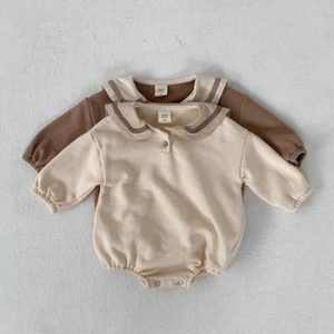 0-24M Autumn Baby Clothes Sailor Collar Baby Girl Bodysuits Cotton Long Sleeve Infant Toddler boys Jumpsuits