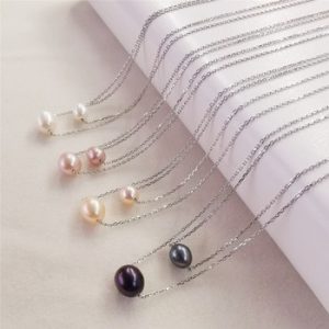 DAIMI 6-7/7-8mm Natural Freshwater Pearl Necklace Silver 925 Jewelry Pearl Pendant Necklace For Women