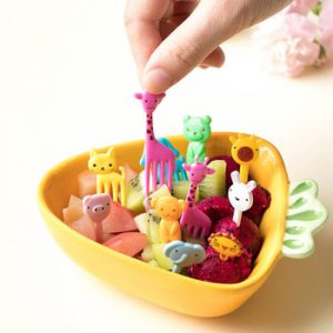 Animal Farm Fruit Fork Mini Cartoon Children Snack Cake Dessert Food Fruit Pick Toothpick Bento Lunches Party Decor Random Color