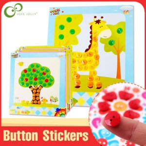 4Pcs/1Pcs Button Puzzle Stickers Handmade DIY Toys For Children Montessori Speelgoed Brinquedo Brinquedos Juguetes GYH