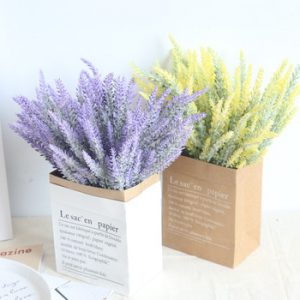 25 Heads/Bouquet Romantic Provence Artificial Flower Purple Lavender Bouquet with Green Leaves for Home Party Decorations