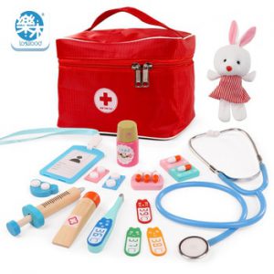 Baby Wooden Pretend Play Doctor Educationa Toys for Children Medical Simulation Medicine Chest Set for Kids Interest Development