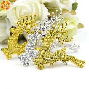 6PCS/Lot Gold & Silver Cute Elk Christmas Tree Pendant Ornaments For Home Christmas Party Decorations DIY Kids Gifts Supplies