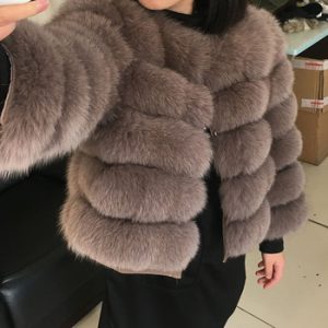 maomaokong 50CM Natural Real Fox Fur CoatWomen Winter natural fur Vest Jacket Fashion silm Outwear Real Fox Fur Vest Coat Fox