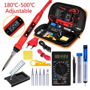 Soldering iron kit with Digital Multimeter  AC/DC 80W 220V Adjustable Temperature welding solder tip Welding Tool Kits