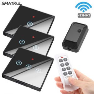 SMATRUL smart home Wireless touch Switch Light Electrical 433MHZ RF Remote Control Glass Screen Wall Panel Receiver led Lamp