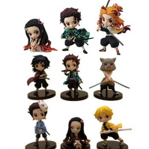 Demon Slayer Action Figures Nezuko Zenitsu Tanjirou Giyuu Inosuke Kyoujurou Q Ver Kimetsu no Yaiba Anime Figurine PVC Toy Set