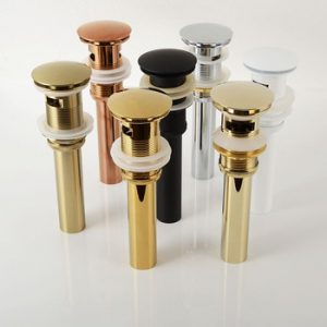 Brass Drain Black/White/Chrome Plated/Gold/rose gold/ORB Bathroom Basin Push Down Pop-Up Drain With/Without Overflow Hole Design