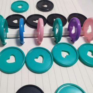 30PCS Colorful Heart Binding Buckle Disc Ring Mushroom Hole Ring Round Plastic Disc Buckle Hoop DIY Binder Notebook 35MM