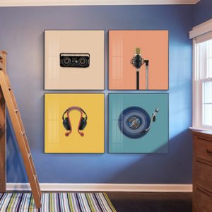 Modern Color Music Elements Wall Art Picture Posters And Prints Microphone Radio Canvas Poster Home Decoretion Painting