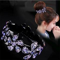 Haimeikang Rhinestone Flower Hairpins for Women Elegant Crystal Twist Hair Clip Round Barrettes Headwear Hair Accessories