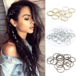 50 Pcs Golden/ Silver  Hair Braid Dreadlock Beads Cuffs Rings Tube Accessories Hoop Circle Approx 10-12mm Inner Hole Hair Rings