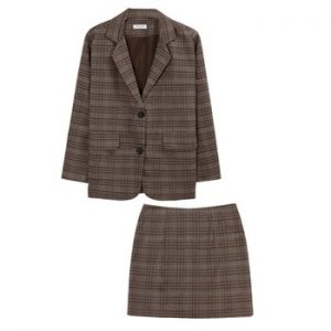 Mozuleva 2020 Retro Plaid Blazer Set Single-breasted Jacket & Pencil Skirt 2 Pieces Skirt Suit Female Office Ladies Blazer Suit