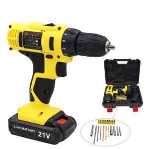 GOXAWEE Electric Drill Screwdriver With Rechargeable Lithium Battery Cordless Screwdriver Two-speed Power Tools 12V 21V