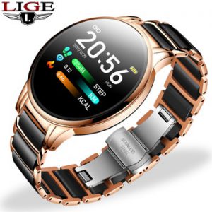 LIGE 2020 New Smart Watch Men Heart Rate Monitor Blood Pressure Fitness tracker Ceramic strap waterproof Sport Women Smart Watch