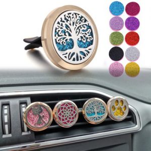 Aroma Jewelry Gold Car Perfume Diffuser Necklace Clip Car Stainless Steel Tree of Life Essential Oil Diffuser Locket Pendant