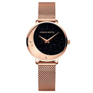 New Design Model Arrival Japan MIYOTA 2035 Quartz Movement Stainless Steel Wristwatch Moon Stars Night Flash Watches for Women