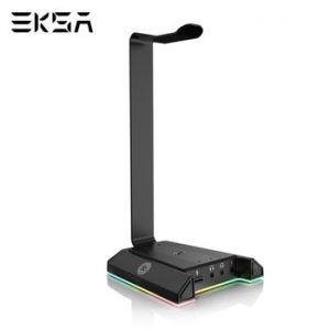 EKSA W1 Gaming Headset stand with 7.1 Surround/2 USB and 3.5mm Ports RGB Headphones Holder for Gamer Gaming PC Accessories Desk