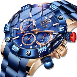 LIGE 2020 New Fashion Blue Mens Watches Top Brand Luxury Clock Sports Chronograph Waterproof Quartz Watch Men Relogio Masculino