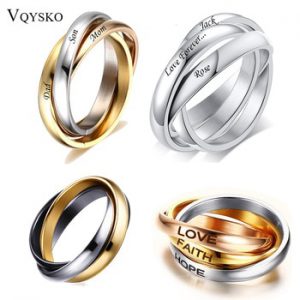 Customize Jewelry 3 Finger Ring Sets For Women Stainless Steel Wedding Engagement Ring Personalized Wholesale