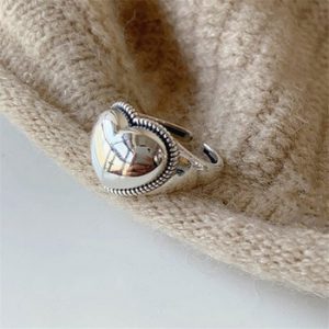 New Fashion S925 Thai Silver Love Heart Finger Ring Best Gift For Girlfriend Vintage Opening Knuckle Rings Women Fine Jewelry