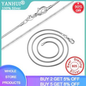 YANHUI Full Size 16-38inch Classic Basic Chain Thin 1MM 925 Sterling Silver Lobster Clasp Necklace Chain Fine Jewelry for Women