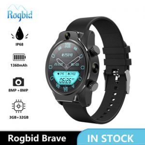 Rogbid Brave 4G LTE Smart Watch Phone GPS 3GB 32GB Face ID 8MP 2 Camera WIFI Smartwatch Men IP68 Waterproof Clock Android 2020