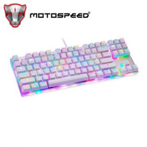 Motospeed K87S ABS USB2.0 Wired Mechanical Keyboard with RGB Backlight Blue Switch for Computer Gaming and Tying White 1.8mCable