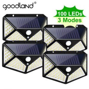 Goodland 100 LED Solar Light Outdoor Solar Lamp Powered Sunlight Waterproof PIR Motion Sensor Street Light for Garden Decoration