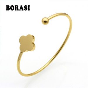 Hot Sale Fashion Gold Color Stainless Steel Flower Bracelets & Bangles For Women Pulseira Love Cute Bracelet Jewelry Party Gift