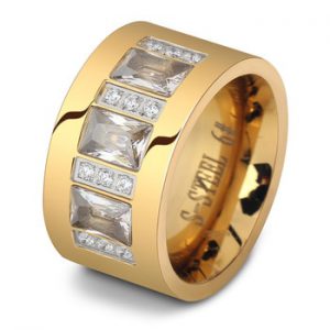 Fashion Women Crystal Rings Wholesale Yellow Gold Color Stainless Steel Wedding Rings For Women Party Jewelry NIBA Jewelry