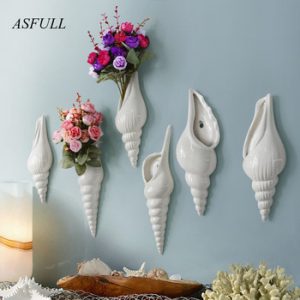 Simple Modern 3D Mural Flower Vase Modern Vase Conch Creative Background Wall Decoration Home Furnishing Free Shipping