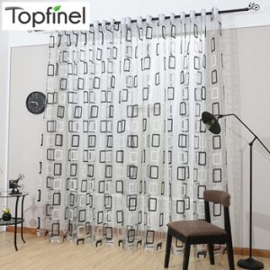 Topfinel Modern Black Plaid Tulle for Window Sheer Curtains Home Decor for  Kitchen Bedroom Living Room Curtain for Window Panel