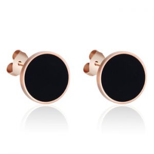 New Arrival Enamel And Shells Rose Gold Stud Earrings For Women And Men Girls Titanium Steel Earrings Wholesale Piercing Jewelry