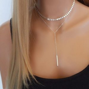 Gold Simple Women Bar Coin Choker Necklace Chain Chocker Neck Jewelry collana Bijoux Femme Joyas mujer Collier ras du cou