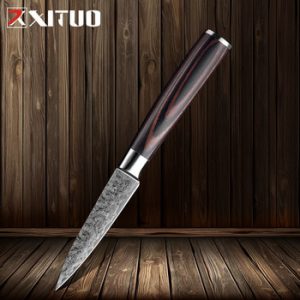 XITUO 3.5" inch paring knife Stainless Steel Sharp Utility Peeling knife laser Damascus steel Pattern household kitchen knivse