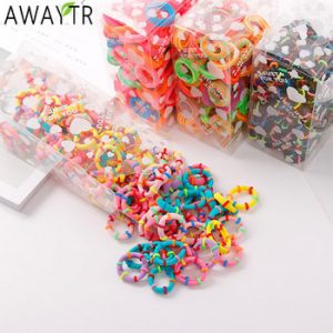 100 pcs/lot Kids Hair Rope Hair Accessories Scrunchy Elastic Hairbands Girls Decorations Headbands Rubber Band Gum for Hair Ties