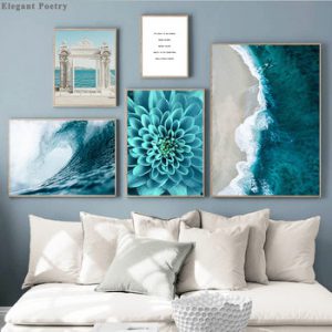 Nordic Decoration Poster and Prints Life Quote Flower Sea Landscape Wall Art Canvas Painting Decorative Picture Home Decor