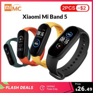 In Stock Xiaomi Mi Band 5 Smart Bracelet 1.1" AMOLED Colorful Screen Heart Rate Fitness Tracker Bluetooth 5.0 Waterproof Miband5