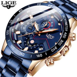 Mens Watches LIGE Top Brand Luxury Chronograph Wrist Watch All Steel Watches For Men Waterproof Quartz Watches Relogio Masculino